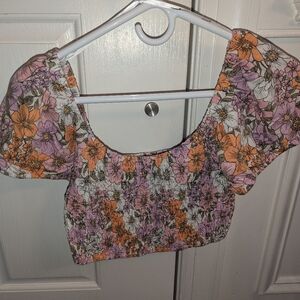 MinkPink Ester Puff Sleeve Crop Top size small
